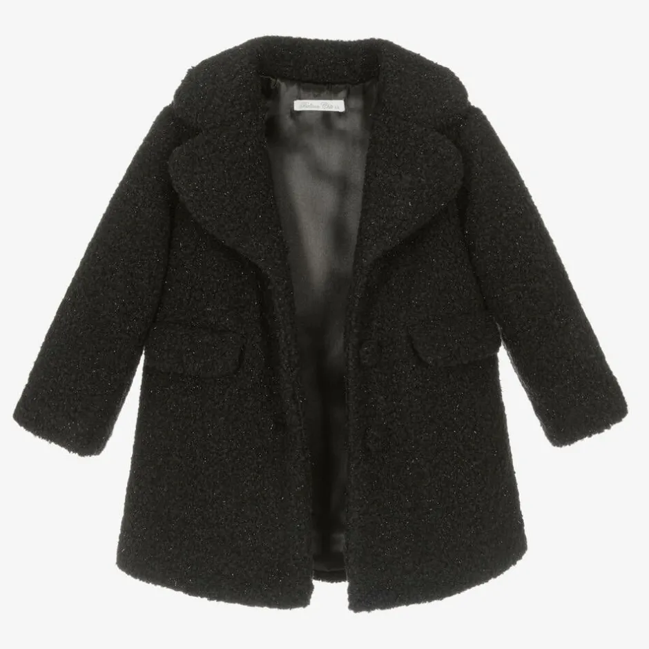 Balloon Chic Girls Black Sparkly Bouclé Coat Outlet