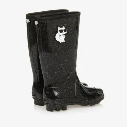 KARL LAGERFELD KIDS Girls Black Sparkly Rain Boots Clearance