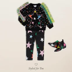 Stella McCartney Kids Girls Black Star Print Fringed Sweatshirt