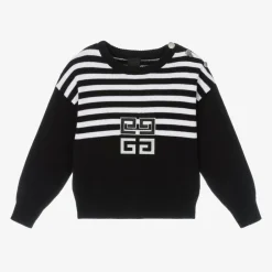 Givenchy Girls Black Stripe Cotton Jumper