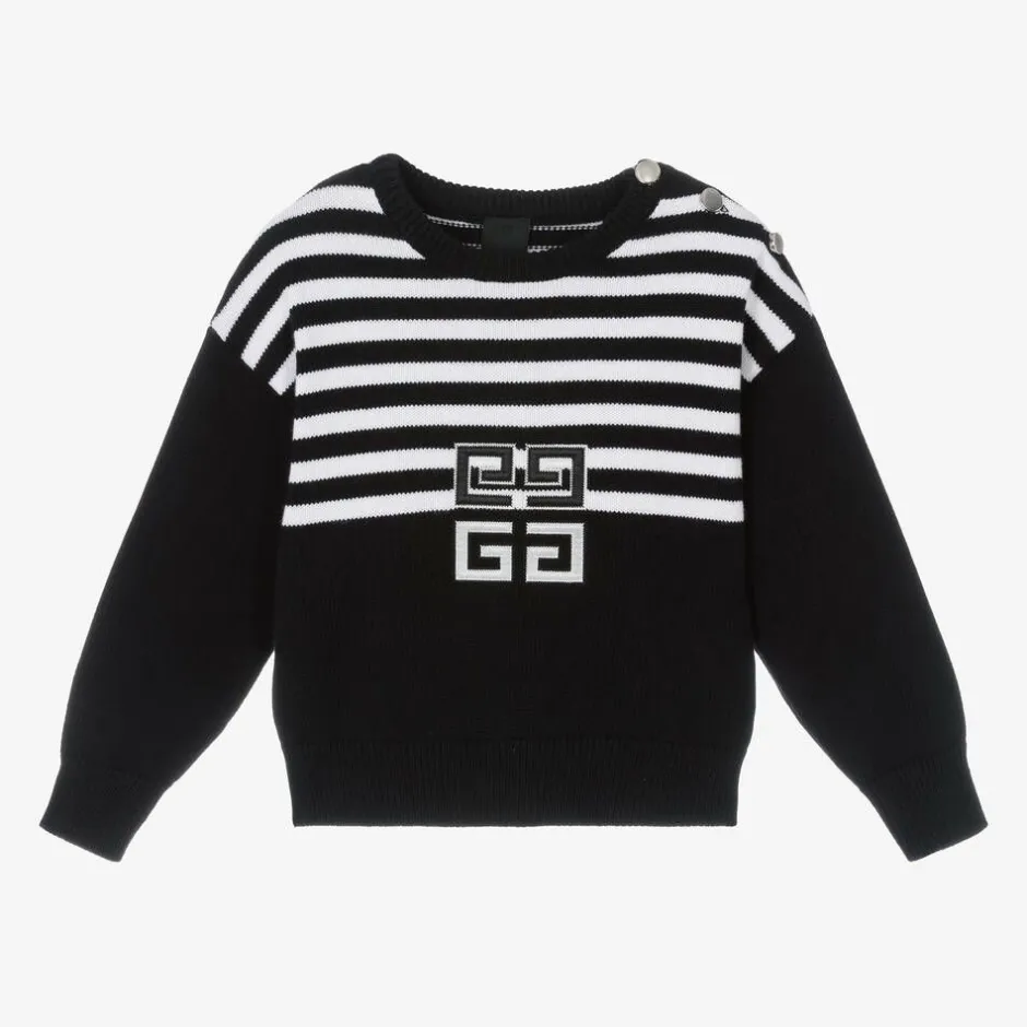 Givenchy Girls Black Stripe Cotton Jumper