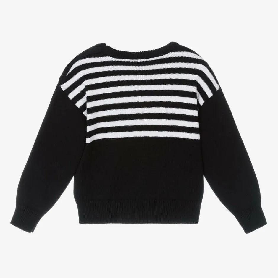 Givenchy Girls Black Stripe Cotton Jumper