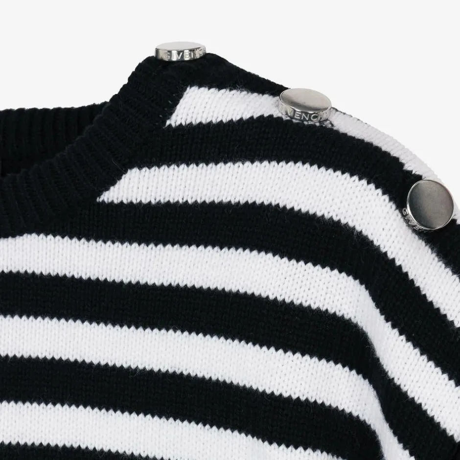 Givenchy Girls Black Stripe Cotton Jumper