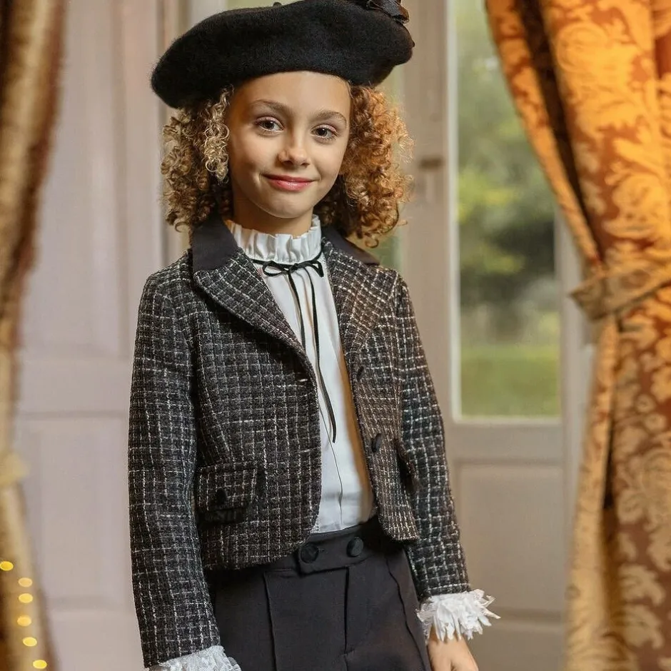 Piccola Speranza Girls Black Tweed Blazer New