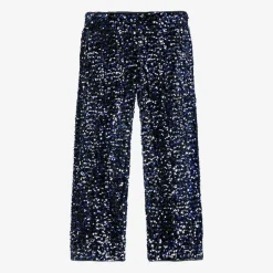 NAME IT Girls Black Velour & Blue Sequin Trousers New