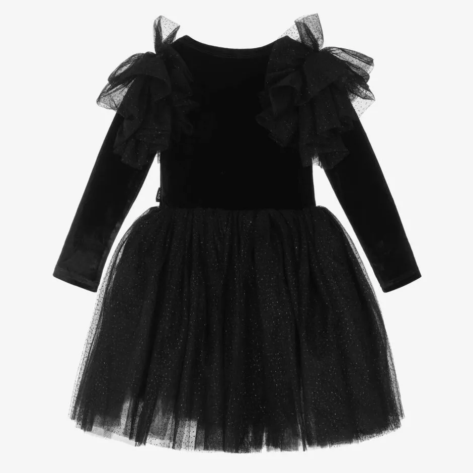 Rock Your Baby Girls Black Velour & Tulle Dress Outlet