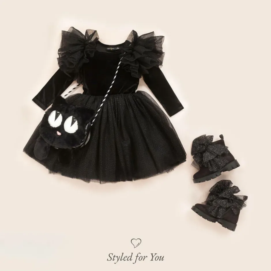 Rock Your Baby Girls Black Velour & Tulle Dress Outlet