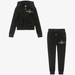Juicy Couture Girls Black Velour Tracksuit Discount