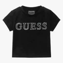 Guess Girls Black Velour T-Shirt New