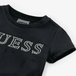 Guess Girls Black Velour T-Shirt Outlet