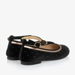 Childrensalon Occasions Girls Black Velvet Studded Shoes Clearance