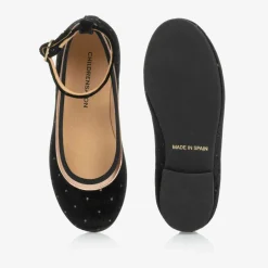 Childrensalon Occasions Girls Black Velvet Studded Shoes Clearance