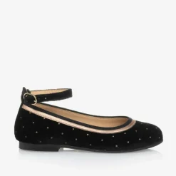 Childrensalon Occasions Girls Black Velvet Studded Shoes Clearance