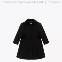 Ancar Girls Black Wool & Velvet Coat Hot