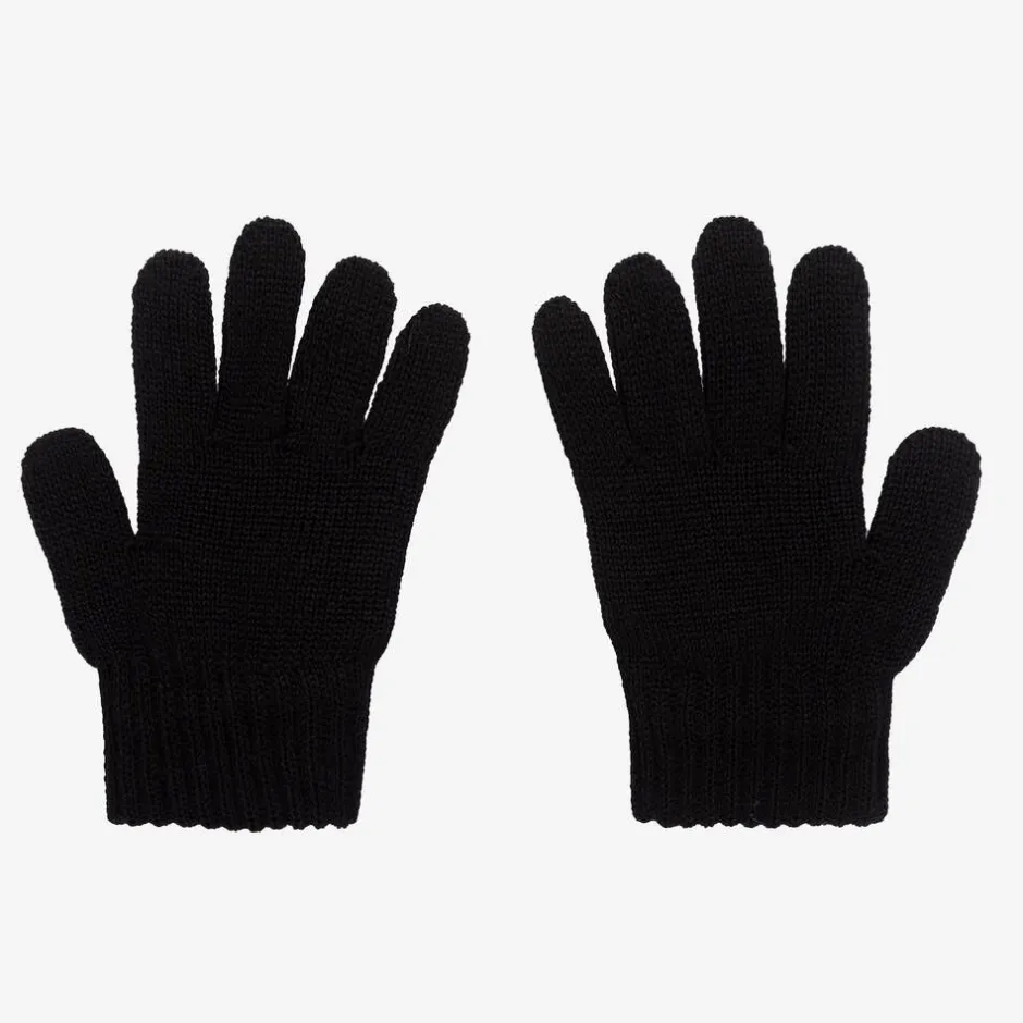 Catya Girls Black Wool Knit Bow Gloves Sale