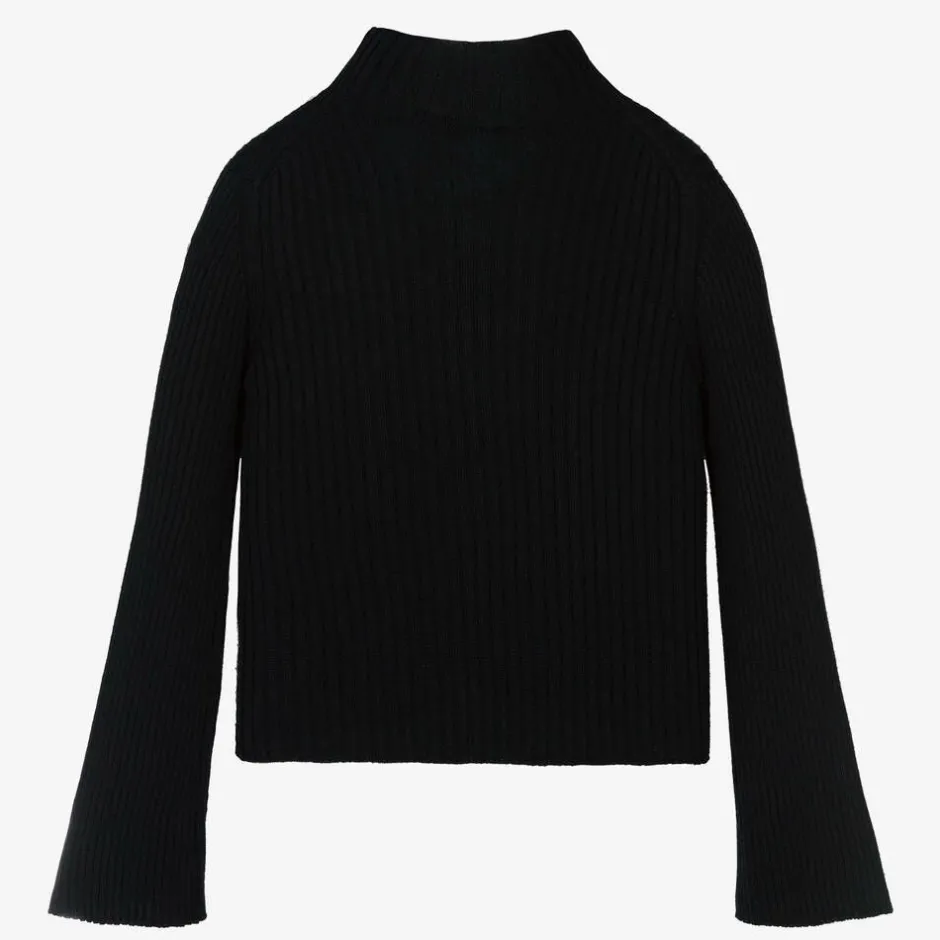 Moncler Enfant Girls Black Wool Turtleneck Sweater Discount