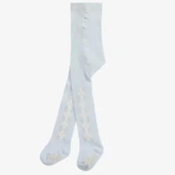 Pretty Originals Girls Blue & Ivory Knitted Cotton Tights Online