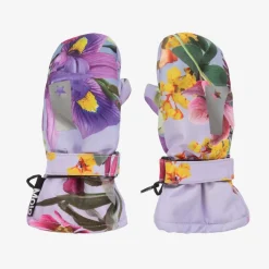 Molo Girls Blue & Lilac Floral Thermal Mittens GradientBloom Online