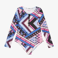 PUCCI Girls Blue & Pink Vivara Swimsuit Outlet