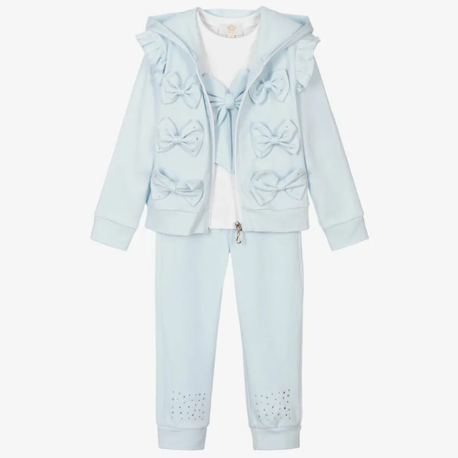 Caramelo Kids Girls Blue & White Cotton Tracksuit Set Online