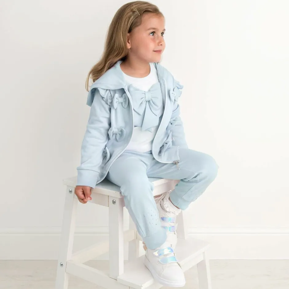 Caramelo Kids Girls Blue & White Cotton Tracksuit Set Online