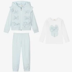 Caramelo Kids Girls Blue & White Cotton Tracksuit Set Online