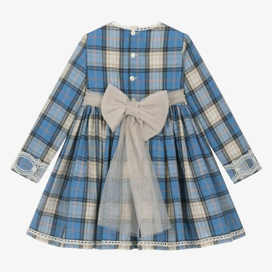 Abuela Tata Girls Blue Check Cotton Dress