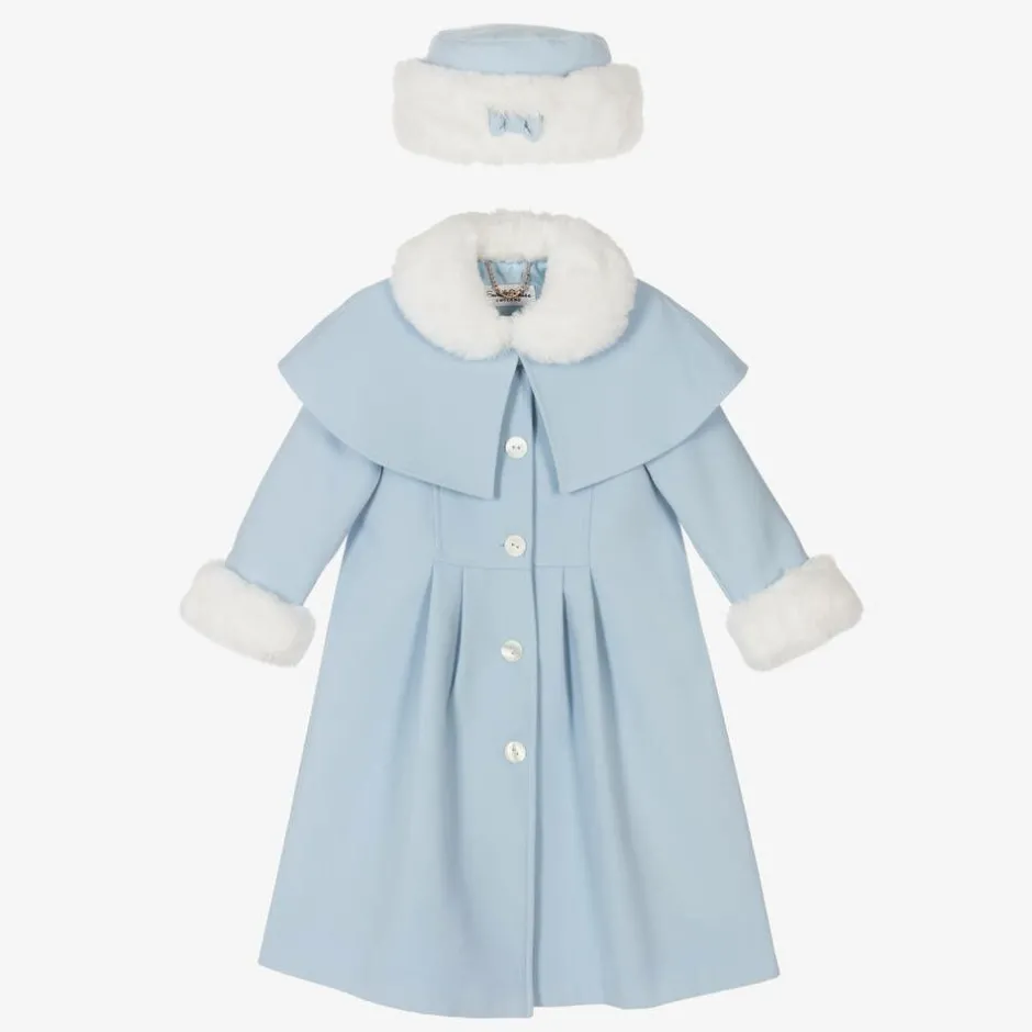 Sarah Louise Girls Blue Coat & Hat Set