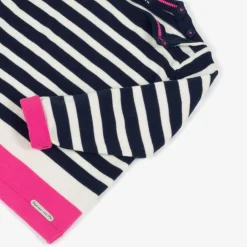 Week-end à la mer Girls Blue Cotton Breton Stripe Sweater New