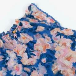 Zimmermann Girls Blue Cotton Floral Dress DarkBlueWatercolourFloral Discount