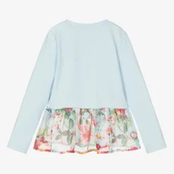 Guess Girls Blue Cotton Floral Top Online