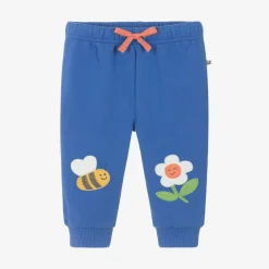 Frugi Girls Blue Cotton Flower-Patch Joggers Discount