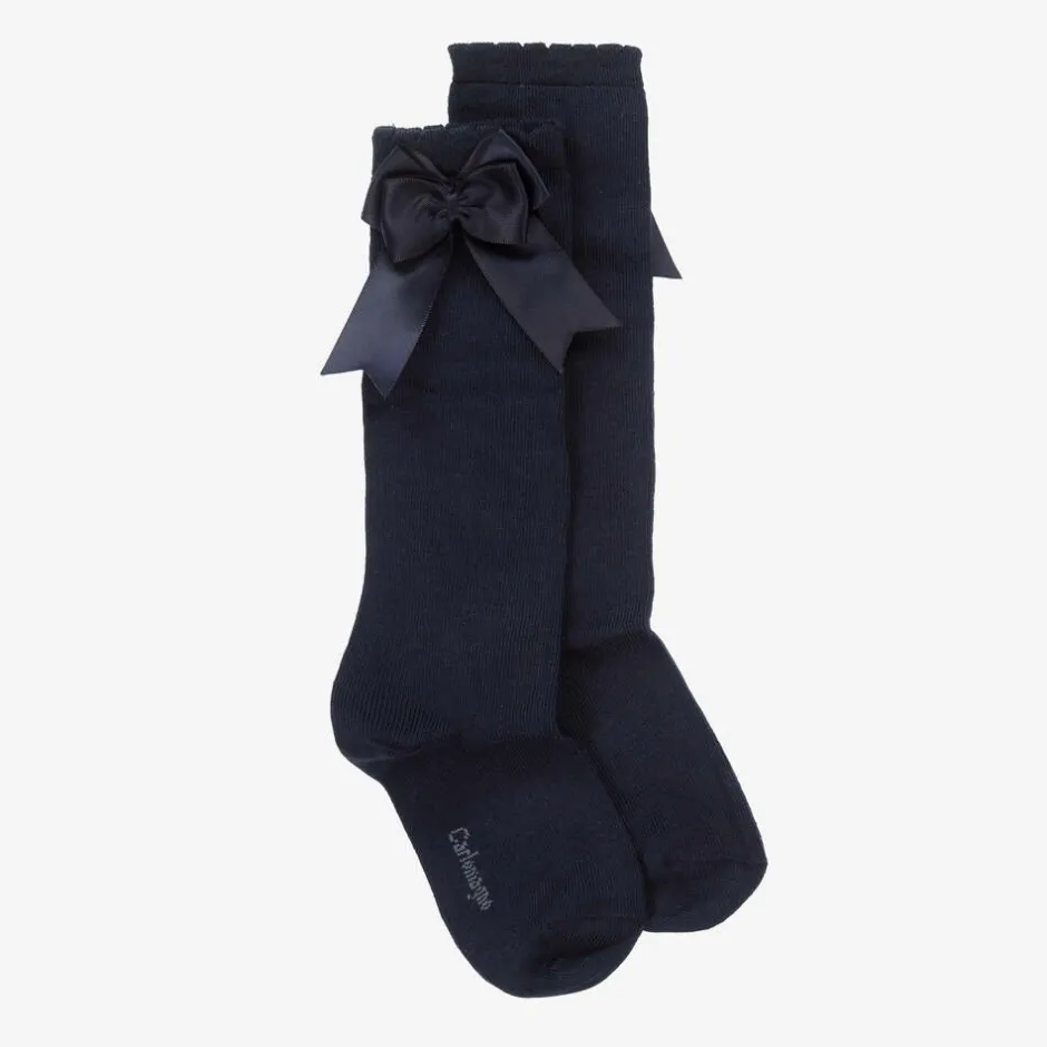 Carlomagno Girls Blue Cotton Knee Length Socks New