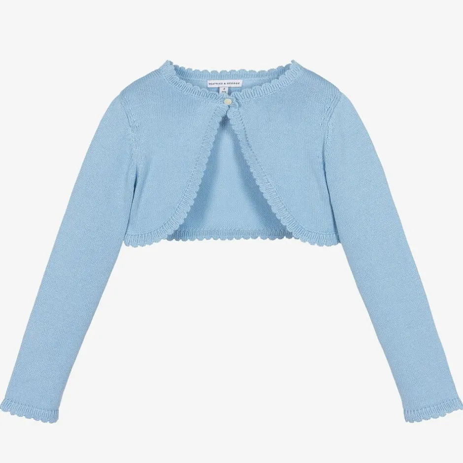 Beatrice amp; George Girls Blue Cotton Knit Bolero Cardigan Sale