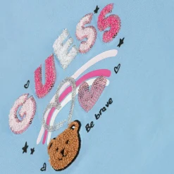 Guess Girls Blue Cotton Sequin Top