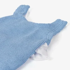 Hunza G Girls Blue Crinkle Frill Swimsuit Cornflower Outlet