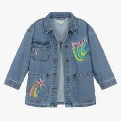 Stella McCartney Kids Girls Blue Denim Embroidered Jacket Best