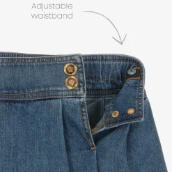 Versace Girls Blue Denim Medusa Buttons Skirt Discount