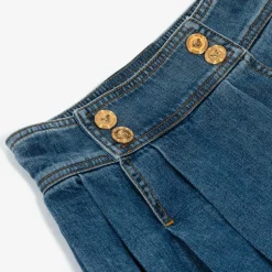 Versace Girls Blue Denim Medusa Buttons Skirt Discount