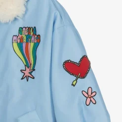Stella McCartney Kids Girls Blue Faux Fur Collar Jacket Sale