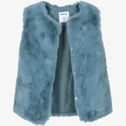 Mayoral Girls Blue Faux Fur Gilet New