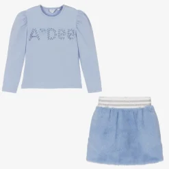 A Dee Girls Blue Faux Fur Skirt Set Clearance
