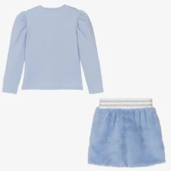 A Dee Girls Blue Faux Fur Skirt Set Clearance