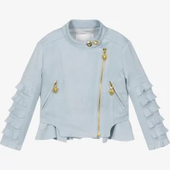 Angels Face Girls Faux Suede Biker Jacket Blue Best