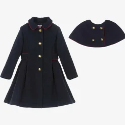Patachou Girls Blue Felted Cape Coat