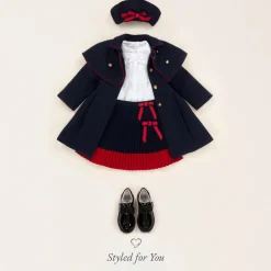 Patachou Girls Blue Felted Cape Coat