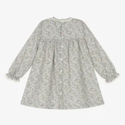 Paloma de la O Girls Blue Floral Cotton Dress Outlet