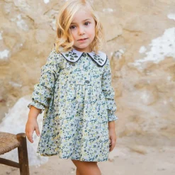 Paloma de la O Girls Blue Floral Cotton Dress Best