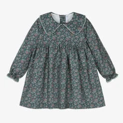 Paloma de la O Girls Blue Floral Cotton Dress Hot