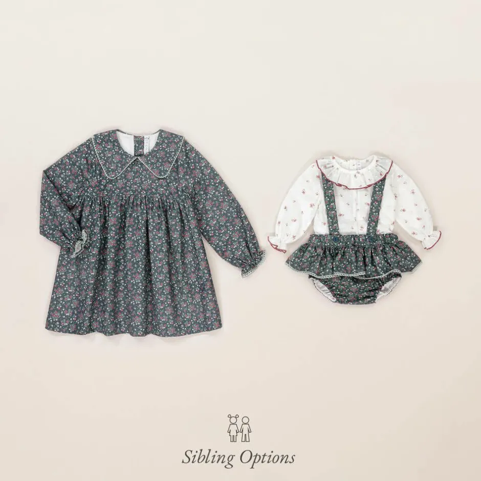 Paloma de la O Girls Blue Floral Cotton Dress Hot